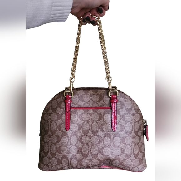 Coach Brown and Red Signature Handbag - Picture 6 of 14